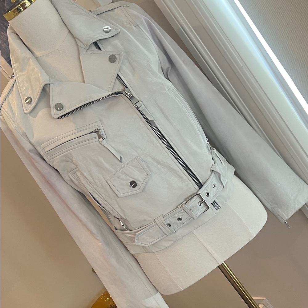 Milly Light Gray Leather Jacket